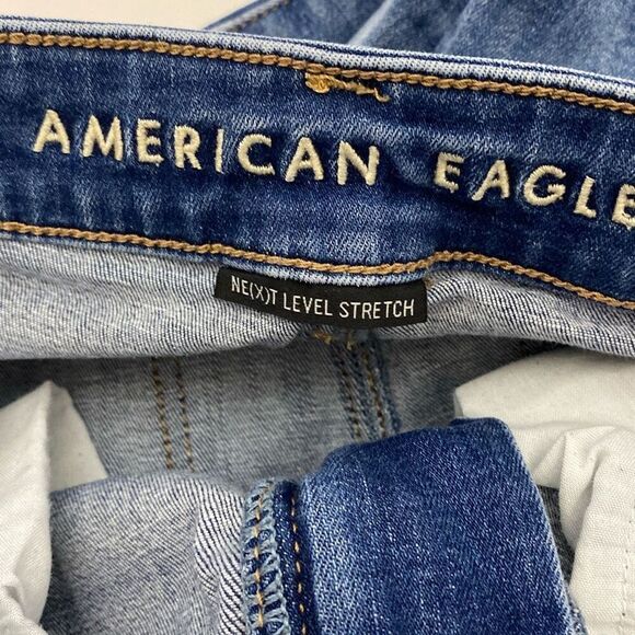 American Eagle Outfitters Women's Blue Distressed Hi-Rise Jegging Jeans Size 4 - Picture 9 of 11